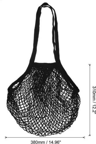 Vista 2 de MECCANIXITY Bolsa de malla de algodón, con asa larga, reutilizable, lavable, malla, bolsa de comestibles, organizador para frutas y verduras