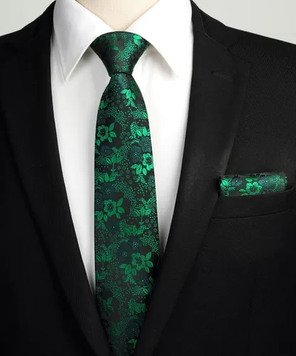 Vista 52 de Corbatas florales tejidas clásicas para hombre, corbata cuadrada de bolsillo, corbatas formales para hombres, boda con pañuelo