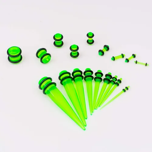Vista 2 de Juego de 50 unidades de estiramiento de oreja, dilatadores y tapones 14G-00G de acrílico y silicón para orejas, juego de dilatadores de piercings