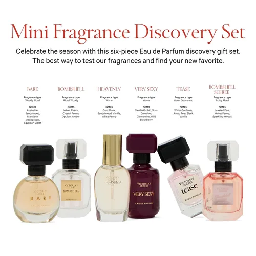 Vista 2 de Victoria's Secret - Juego de regalo Mini Eau de Parfum Discovery: Bombshell, Bombshell Magic, Tease, Bare, Very Sexy y Heavenly