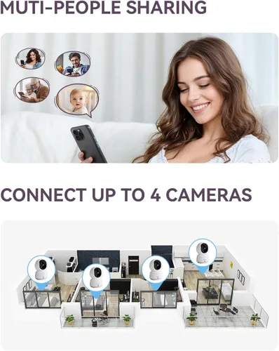 Vista 9 de Comfyer - Monitor para bebé/mascota para seguridad interior, monitoreo con aplicación para teléfono inteligente, resolución 2K QHD, seguimiento