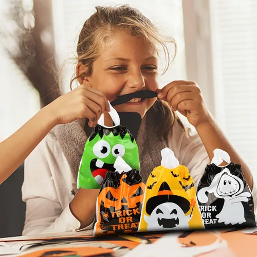 Vista 5 de CCINEE 48 bolsas de golosinas de Halloween con cordón, bolsas de dulces para regalo de fiesta de Halloween