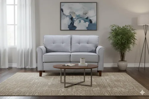 Vista 23 de Container Furniture Direct Kouchouk - Muebles de sala de estar de terciopelo cómodos de tres plazas, sofá moderno de mediados de siglo, sofá biplaza