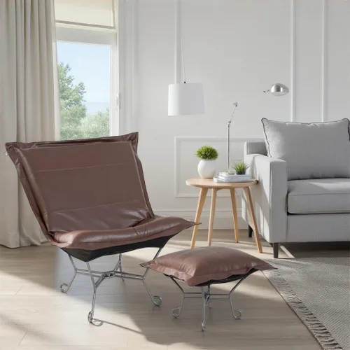 Vista 2 de Howard Elliott Collection Avanti Pecan - Silla de asiento oscilante con funda, silla multiusos de mariposa con marco de titanio, muebles de patio