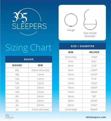 Vista 5 de 365 Sleepers - Piercing para el cuerpo de acero quirúrgico 316L, 20G, 18G, 16G, 14G, 12G, 10G, 8G, 6G, con sección abisagrado, se vende por unidad