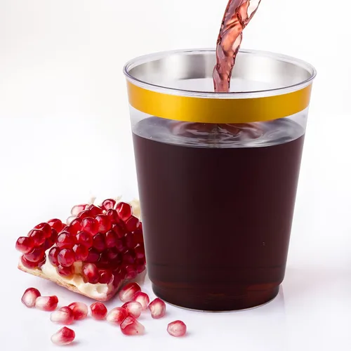 Vista 3 de JOLLY CHEF Paquete de 100 vasos de plástico dorado de 10 onzas, vasos de plástico transparente elegantes con borde dorado desechables, perfectos