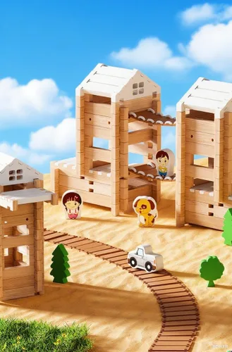 Vista 7 de Juego de bloques de construcción de madera de 105 piezas, juguete educativo STEM para niños de 3 a 8 años