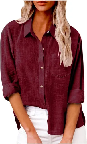 Vista 29 de SMIDOW Camisa de algodón y lino con botones para mujer