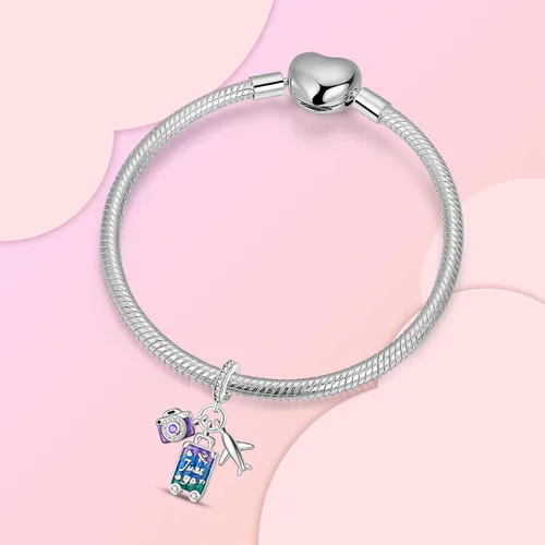 Vista 2 de Abalorios de plata de ley 925 con letras de la A ~ Z, para pulseras, collares, Día de San Valentín, Día de la Madre, joyería regalos para mujeres
