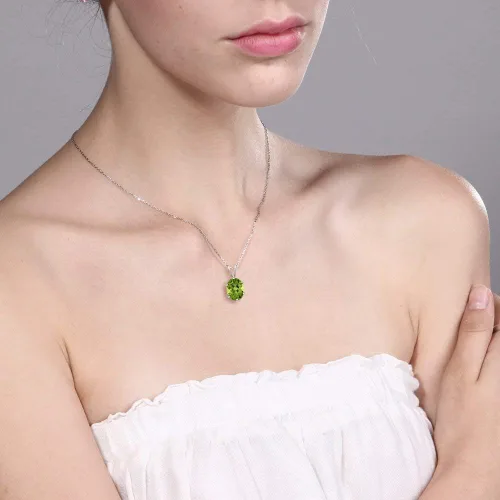 Vista 5 de Juego de 4 piedras de nacimiento de peridoto verde para mujer pulsera 7 pulgadas pendientes 0276in colgante 0354 x 0276in chaquetas 0276in