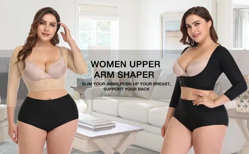 Vista 5 de woahee Moldeador de brazo para mujer, talla grande, ropa de compresión para levantamiento de brazos, moldeador de brazo quirúrgico