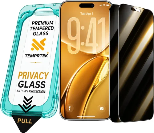 Vista 10 de TEMPRTEK+ 2 Pack para iPhone 14 Pro Protector de Pantalla de Privacidad, Vidrio Templado Antiespía, Resistencia a Rayaduras y Huellas Digitales
