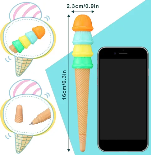 Vista 2 de Yexiya Paquete de 48 helados de colores surtidos para cono, tinta linda, conos de helado de verano, escritura para suministros de oficina, fiesta
