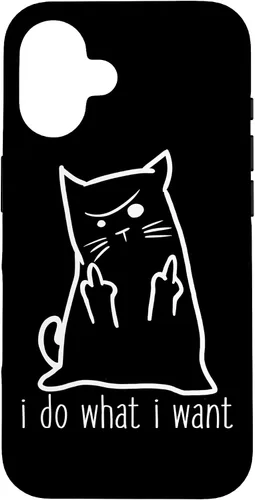 Vista 32 de I Do What I Want Rude Kitty Flipping Bird Middle Finger Gift Case for iPhone 17
