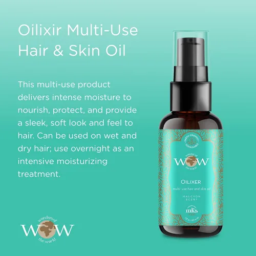 Vista 2 de MKS eco WOW Oilixir - Aceite multiusos para el cabello y la piel, aroma Halcyon, 2 onzas líquidas, libre de siliconas, limpiadores de sulfatos