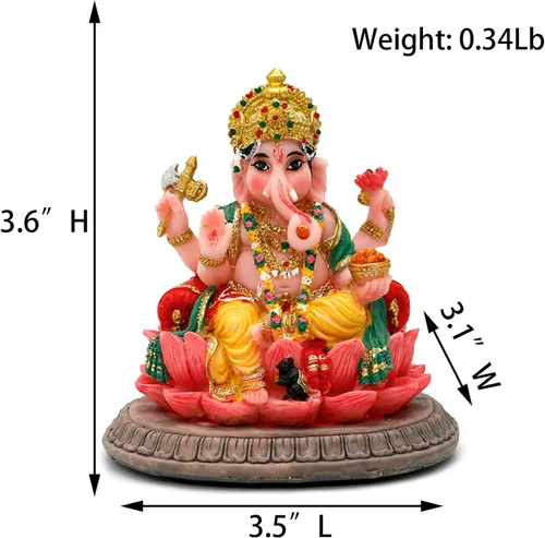 Vista 6 de alikiki Regalos indios, estatua de Lord Ganesha, 3.6 pulgadas de alto, ídolo hindú Ganesha para tablero de instrumentos del automóvil, regalo