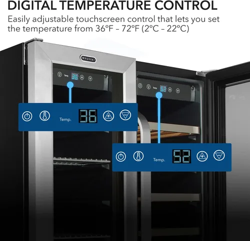 Vista 6 de Whynter BWB-2060FDSa 24 ″ Puerta francesa incorporada de doble zona Refrigerador de vino de 20 botellas Centro de bebidas de 60 latas, acero Acero