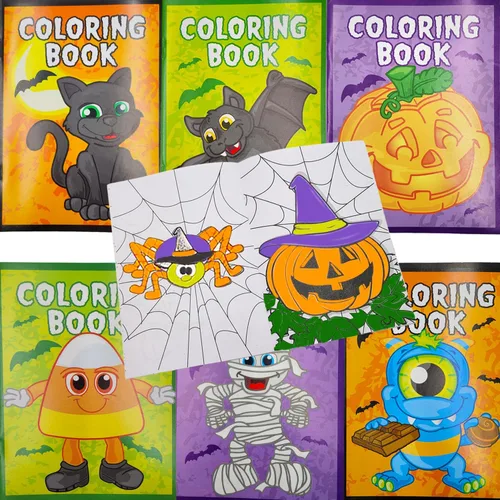 Vista 3 de The Dreidel Company Libros para colorear de Halloween (paquete de 12) recuerdos de fiesta para niños, relleno de bolsas de golosinas de Halloween
