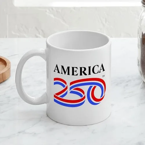 Vista 3 de CafePress America250: Taza de café de cerámica negra con logotipo vertical de 11 oz (11.0 fl oz)