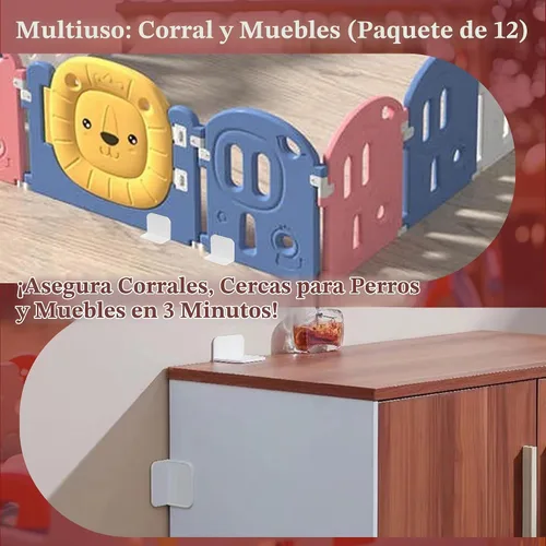 Vista 2 de Paquete de 12 estabilizadores para corralitos de juegos antipunta, anclajes de muebles, bases adhesivas para corralitos de bebé, corrales de perro