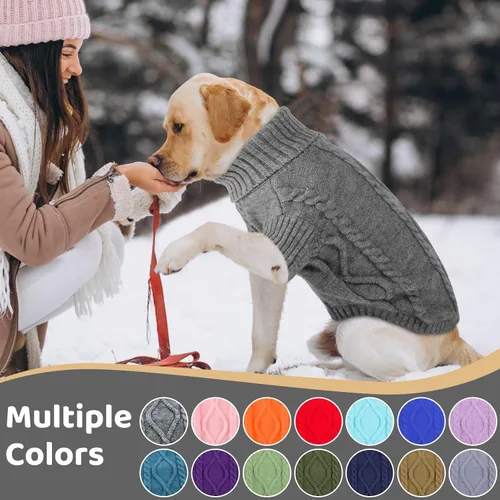 Vista 60 de Queenmore - Suéter de punto trenzado con cuello alto para perros pequeños, para climas fríos, para chihuahua, bulldog, teckel, carlino y yorkie, XS