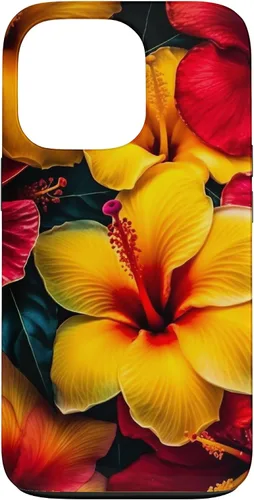 Vista 10 de Hawaiian Tropical Yellow Red Hibiscus Plumeria Case for iPhone 17
