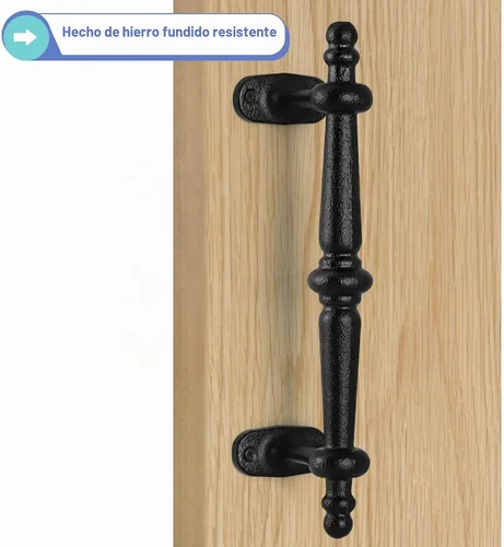 Vista 4 de MOLIGOU Manija de puerta de granero, manija de puerta de hierro fundido sólido pesado de 9 pulgadas, manija de puerta rústica para valla, cobertizo