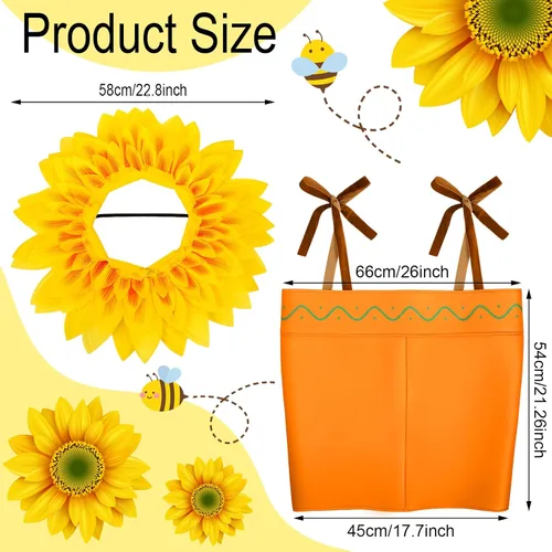 Vista 2 de Hicarer Juego de 2 piezas de disfraz de flores en maceta para adultos, incluye maceta, disfraz de maceta, disfraz de girasol, sombrero de girasol