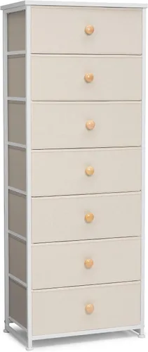 Vista 15 de Crestlive Products Tocador alto, torre de almacenamiento de 7 cajones de tela, cómodas - Unidad organizadora vertical para dormitorio, pasillo
