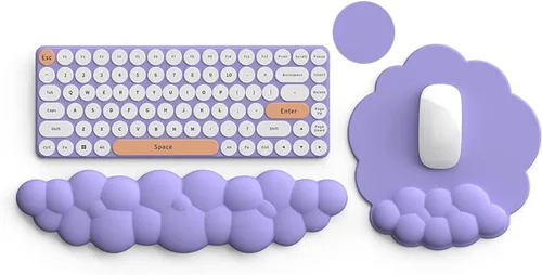 Vista 13 de Reposamuñecas para teclado, alfombrilla ergonómica para mouse con soporte de muñeca, reposamuñecas de espuma viscoelástica, base antideslizante