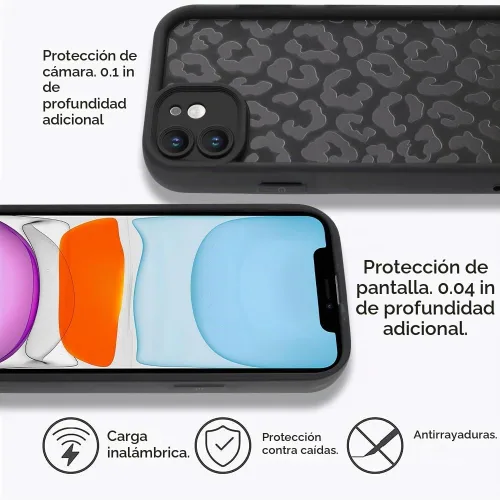 Vista 4 de Compatible con iPhone 11, estampado de guepardo, negro