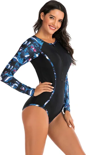 Vista 4 de YATEEN Traje de baño de entrenamiento atlético para mujer de manga larga