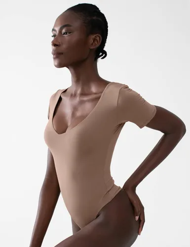 Vista 5 de PUMIEY Body de manga corta con cuello en V para mujer, colección Sharp