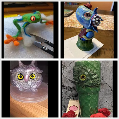 Vista 2 de 100 piezas de búho, serpiente, lagarto, ojos de animales, cabujón de cristal para hacer muñecas de arcilla, esculturas, accesorios
