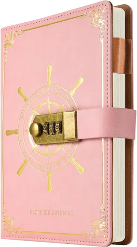 Vista 7 de ARRLSDB PU Leather Journal with Lock, A5 Size Diary with Combination Lock (Journal with Combination Lock) Password Notebook Locking Student Diary