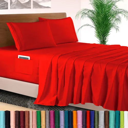 Vista 76 de Elegant Comfort - Juego de sábanas de lujo de 4 piezas - Ropa de cama de lujo de 1500 hilos, calidad de hotel prémium, microfibra, resistente a