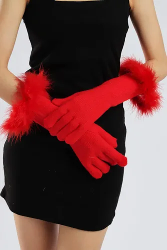 Vista 63 de Sahabowi Guantes de cuero para clima frío Manopla de lana cálida de invierno para mujeres