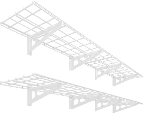 Vista 16 de FLEXIMOUNTS Paquete de 2 Estante de Pared de Garaje de 1x4 pies 12 pulgadas por 48 pulgadas Rack de Almacenamiento de Garaje Estantes Flotantes Negro