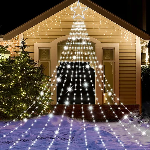 Vista 9 de Onory Guirnalda de luces de Navidad, luces de estrella en cascada para Varios