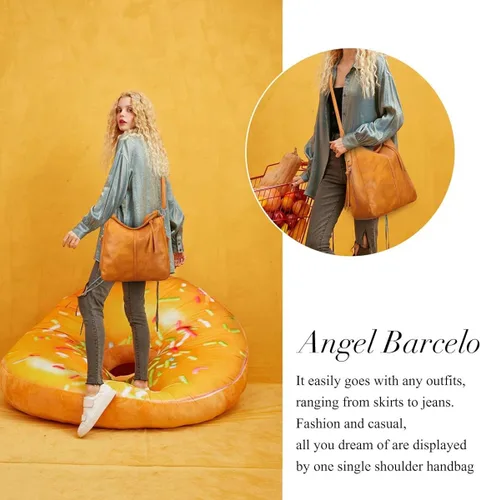 Vista 6 de Angel Kiss Bolso Hobo grande para mujer, bolso cruzado de viaje, espacioso y multifuncional de cuero vegano