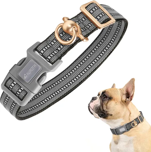 Vista 7 de Collar de perro Auroth para perros medianos y grandes, collar de perro reflectante, collares de perro de nylon suave ajustables con resistente