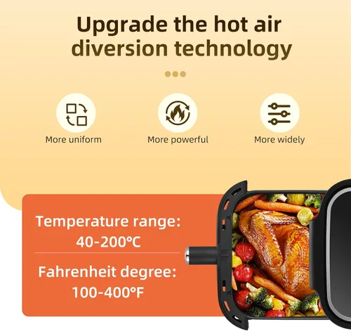 Vista 13 de Panana Freidora de aire, freidora de aire de gran capacidad de 6.3 cuartos de galón, horno sin aceite con 12 preajustes, freidora de aire de 1500 W