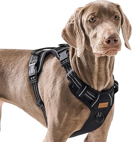 Vista 16 de Arnés para perro sin tirones, chaleco ajustable para perro para caminar fácilmente, material Oxford transpirable, arnés reflectante para mascotas