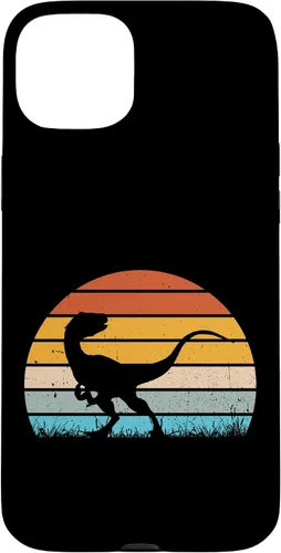 Vista 9 de Retro Sunset Jurassic Velociraptor Dinosaur Case for iPhone 17