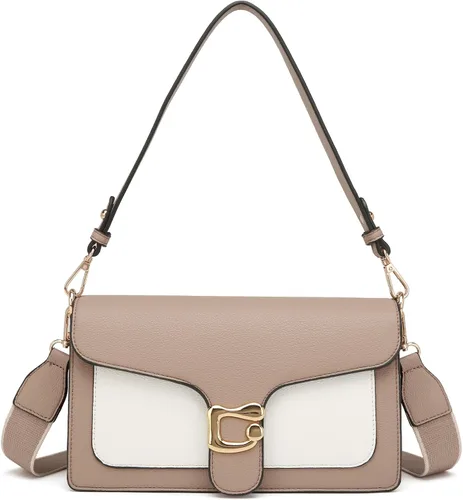 Vista 22 de Travistar Bolsos cruzados para mujer de moda - Pequeño bolso cruzado de hombro con 2 correas, bolso de mano de cuero, bolso de noche de embrague
