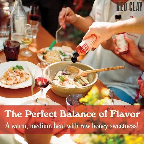Vista 4 de Red Clay Hot Honey - Sin gluten - Miel picante paleo - Miel picante 100% pura y cruda - Miel infundida con pimientos habaneros - Dulce con un toque