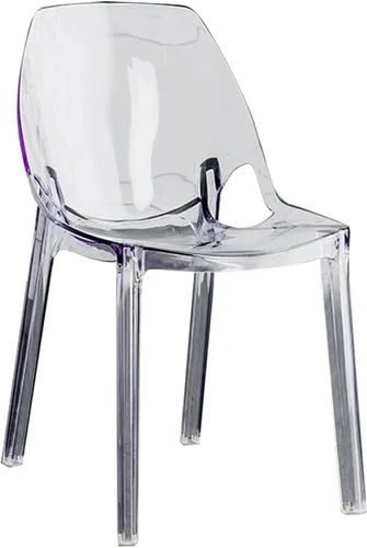 Vista 9 de Silla de comedor de acrílico moderna de mediados de siglo, silla de cocina transparente apilable con respaldo curvado para comedor, cocina, sala
