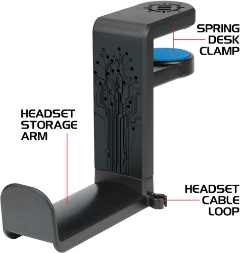 Vista 2 de ENHANCE Soporte para auriculares para juegos de PC, soporte para auriculares de escritorio con rotación ajustable de 360 grados, abrazadera de Negro