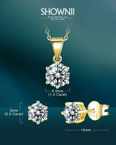 Vista 5 de SHOWNII Aretes de moissanita de plata de ley 925, aretes de diamante con certificado de moissanita de 1 unidad2 ct para mujeres, hombres, niñas