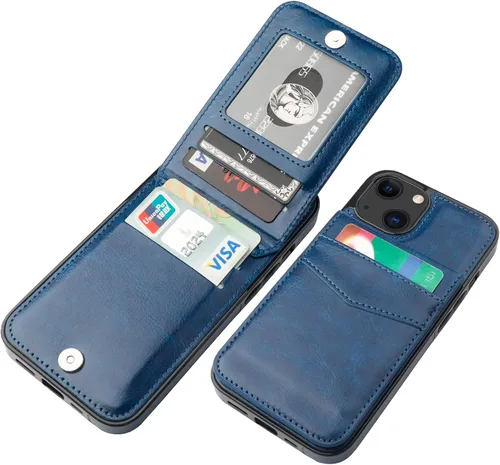 Vista 16 de KIHUWEY Funda Cartera Compatible con iPhone 13 con Soporte para Tarjetas de Crédito, Cierre Magnético de Cuero Premium con Soporte, Funda Protectora